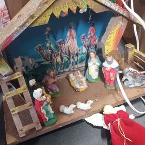 Colorful Nativity Scene vintage